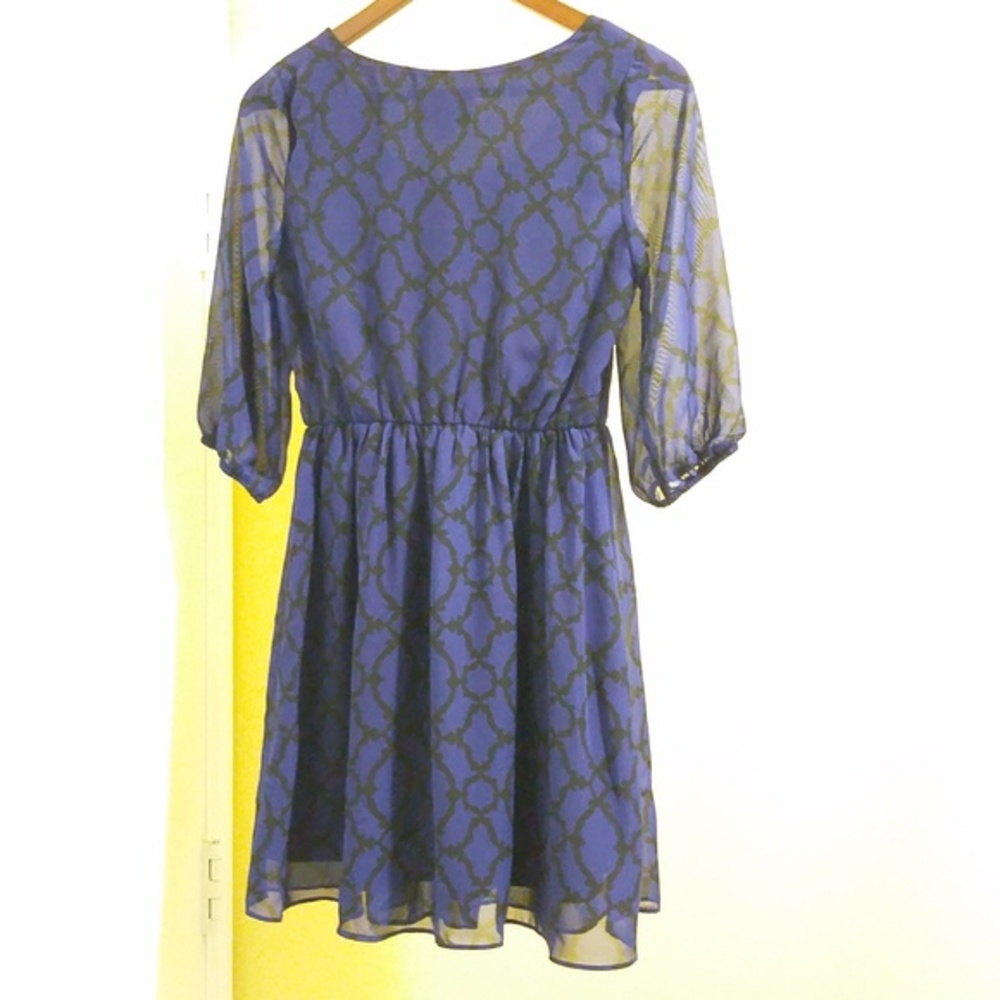 Shift Mini Dress with Chiffon Overlay - Sz‎ XS - Picture 4 of 6